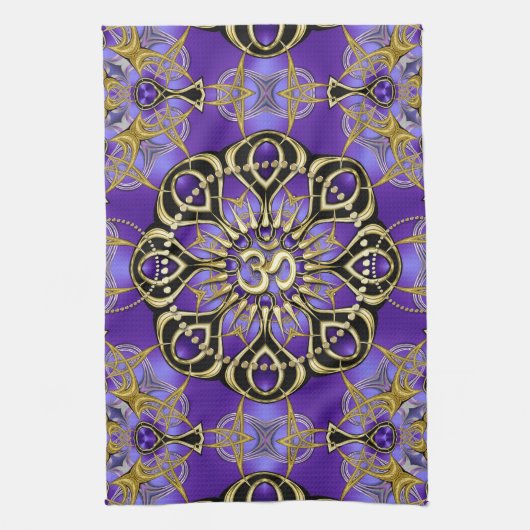 Gold OM Paars Mandala Mindful Home Decor Theedoek (Verticaal)