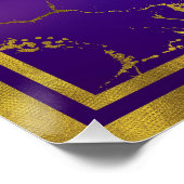 Gold OM-symbool - Aum, Omkara op Paars/Indigo Perfect Poster (Hoek)