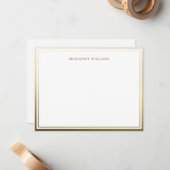 Gold Ombre Border Professional Modern Note Card Notitiekaartje (Voorkant / Achterkant in situ)
