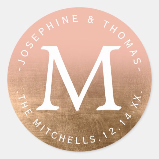 Gold Ombre Fade Custom Color Wedding Sticker (Voorkant)