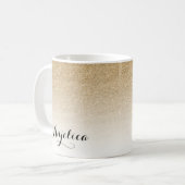 Gold Ombre Faux Glitter Name Coffee Mok (Voorkant links)