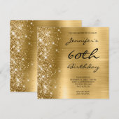 Gold Ombre Folie links Glitter 60th Birthday Kaart (Voorkant / Achterkant)