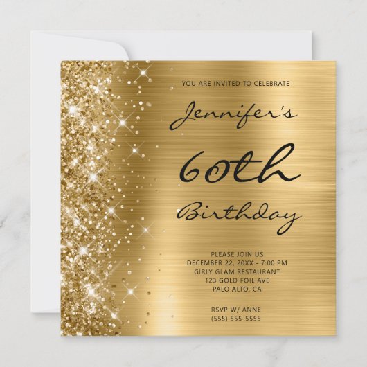 Gold Ombre Folie links Glitter 60th Birthday Kaart (Voorkant)