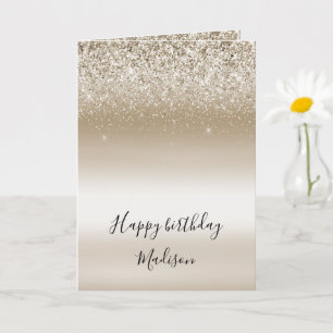 Gold Ombre Glitter Sparkle Birthday Card Kaart