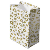 Gold Ombre Leopard Print Medium Cadeauzakje (Achterkant Gekanteld)