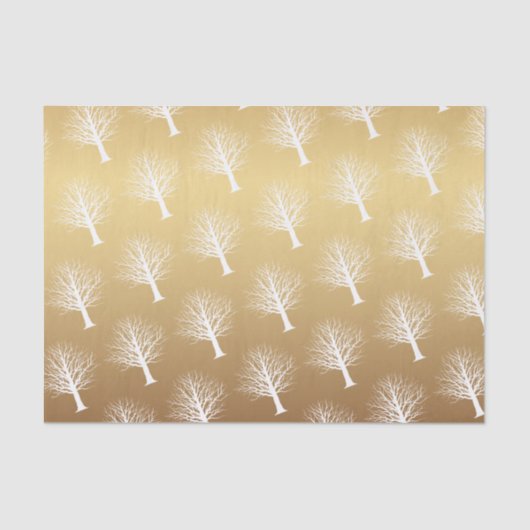 Gold Ombre met witte winterbomen Tissuepapier (Voorkant)