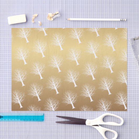 Gold Ombre met witte winterbomen Tissuepapier (Craft)
