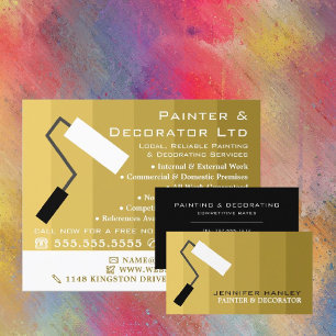 Gold Ombre & Paint Roller, schilder & decorator Visitekaartje