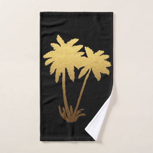 Gold Ombre Palm Trees op zwart Handdoek (Handdoek)