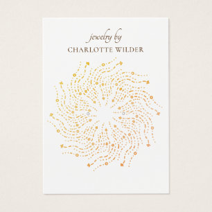 Gold Ombre Sunburst Spiral Earring Display Card Visitekaartje