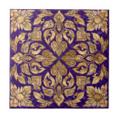 Gold on Amethyst Purple Thai Ornament Tegeltje (Voorkant)