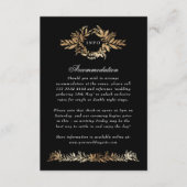 gold on black botanical wreath wedding extra info informatiekaartje (Voorkant)