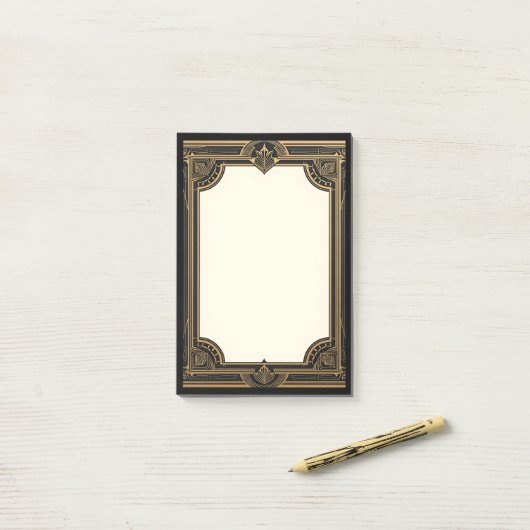 Gold on Black Classic Art Deco Post-it® Notes (Op bureau)