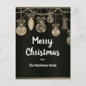 Gold on Black Elegance Christmas Postcard Briefkaart (Voorkant)