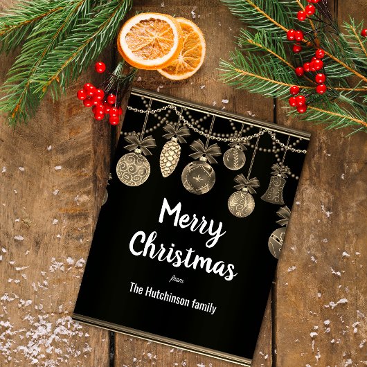 Gold on Black Elegance Christmas Postcard Briefkaart