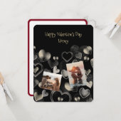 Gold-on-Black Elegant Flat Valentijn Kaart (Voorkant / Achterkant in situ)