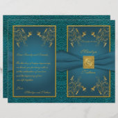 Gold on Blauwgroen Wedding Program (Voorkant / Achterkant)