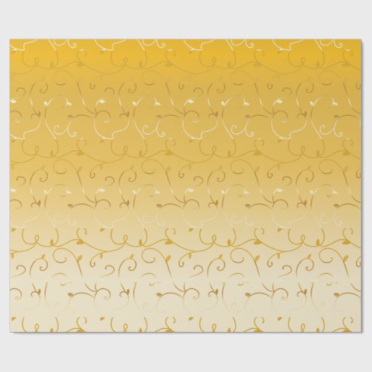 Gold on Gold Abstract Vine Leaves Line Pattern Cadeaupapier (Vlak)