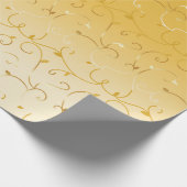 Gold on Gold Abstract Vine Leaves Line Pattern Cadeaupapier (Hoek)