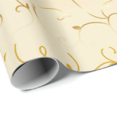 Gold on Gold Abstract Vine Leaves Line Pattern Cadeaupapier (Rol Hoek)