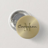 Gold On Gold Initiaal en op maat gemaakte naam Ronde Button 3,2 Cm (Voorkant /achterkant)