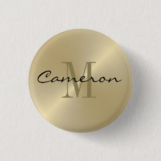 Gold On Gold Initiaal en op maat gemaakte naam Ronde Button 3,2 Cm