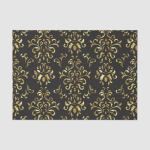 Gold on lack  Damask Pattern Tissuepapier