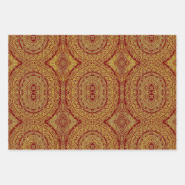 Gold On Red Mandala Wrapping Sheet Set van 3 Inpakpapier Vel