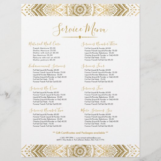 Gold on White Paisley mandala Flyer (Voorkant)