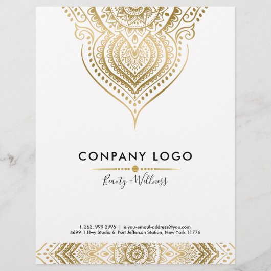 Gold on White  Paisley mandala Flyer (Achterkant)