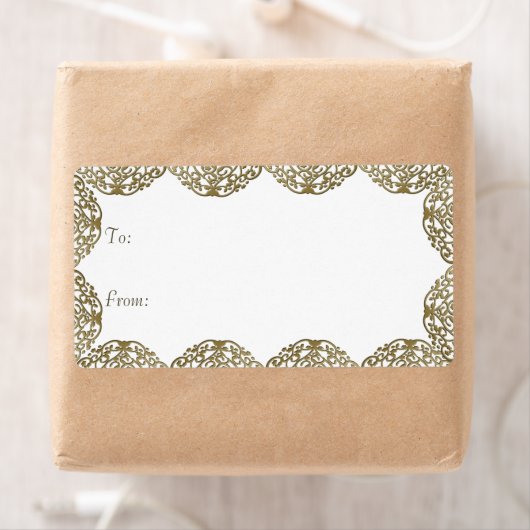Gold Onament Swirl-kerstcadeautjes Labels (Insitu)