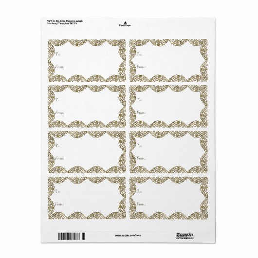 Gold Onament Swirl-kerstcadeautjes Labels (Full Sheet)