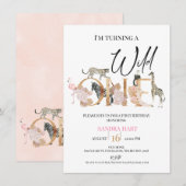 Gold One Boho Floral Safari Girls eerste verjaarda Kaart (Voorkant / Achterkant)