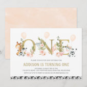 Gold One Florence Farm Animals 1st Birthday Kaart (Voorkant / Achterkant)