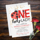 Gold One Lucky Lady Waterverf Ladybug Verjaardag Kaart