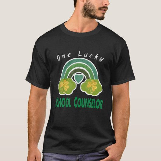 Gold One Lucky School Counselor Rainbow St Patrick T-shirt (Voorkant)