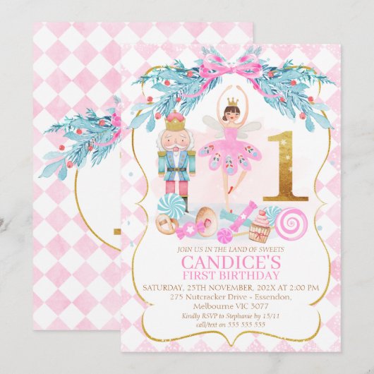 Gold One Nutcracker Land of Sweets Birthday Kaart (Voorkant / Achterkant)