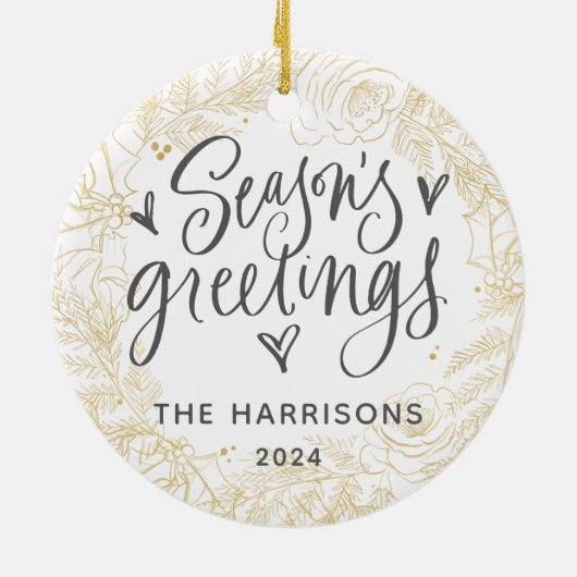 Gold One Photo Sason's groetings Double Sided Keramisch Ornament (Achterkant)