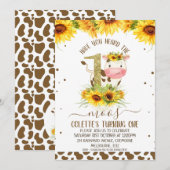 Gold One Zonnebloem Bruin Koe Print 1e Verjaardag Kaart (Voorkant / Achterkant)