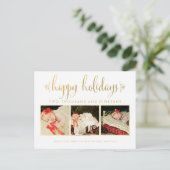 Gold Onze Baby's 1e Kerstfoto Lijst Briefkaart (Staand voorkant)