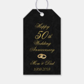Gold op Black 50th Wedding Jubileum Cadeaulabel (Voorkant)