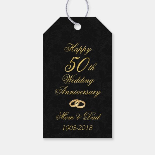 Gold op Black 50th Wedding Jubileum Cadeaulabel (Voorkant)