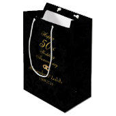 Gold op Black 50th Wedding Jubileum Medium Cadeauzakje (Voorkant Gekanteld)