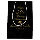 Gold op Black 50th Wedding Jubileum Medium Cadeauzakje (Achterkant)