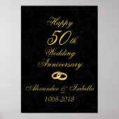 Gold op Black 50th Wedding Jubileum Poster (Voorkant)