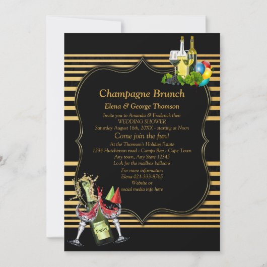 Gold op Black, art-deco Brunch aankondigingen (Voorkant)