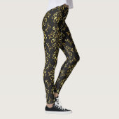 Gold op Black Floral DamasPattern Leggings (Rechts)