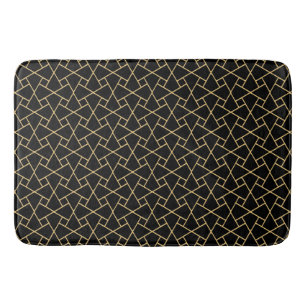 Gold op Black Islamic Pattern Custom Bath Mat