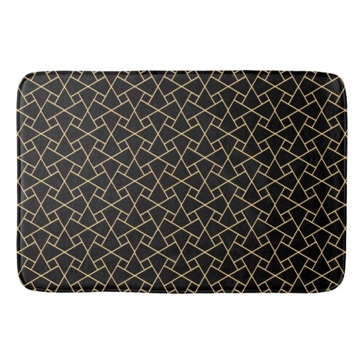 Gold op Black Islamic Pattern Custom Bath Mat (Voorkant)
