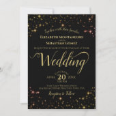 Gold op Black Starry Skies Evening Wedding Kaart (Voorkant)